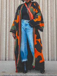 Camo Fringe Longline Cardigan