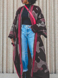Camo Fringe Longline Cardigan