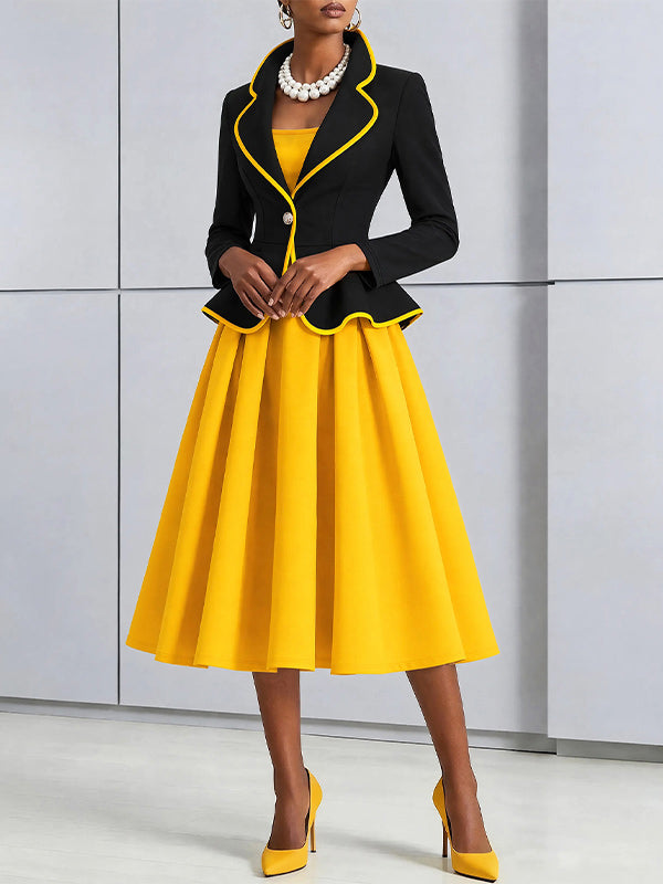 Contrast Blazer & Dress Set