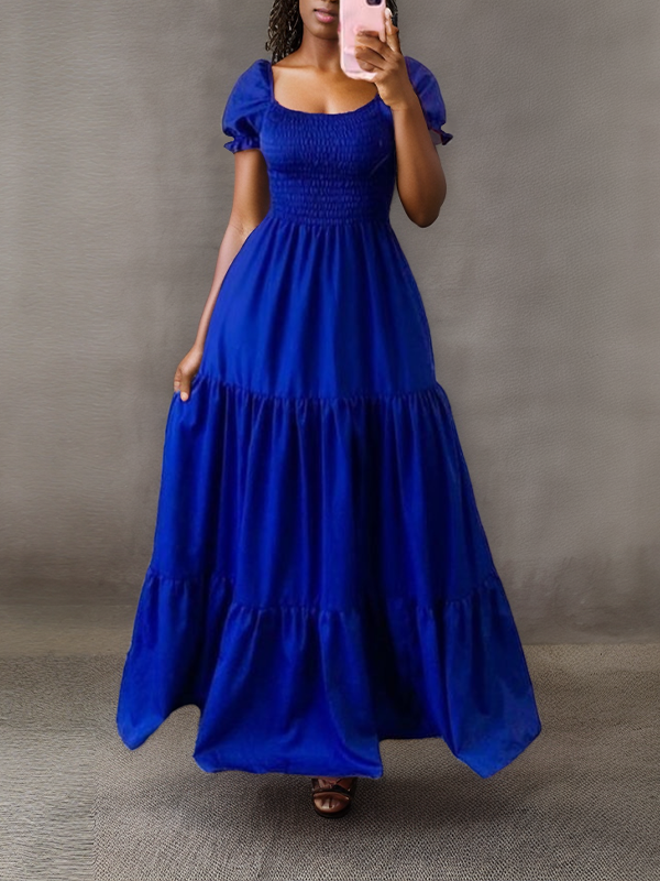 Beautiedoll Solid Smocked Ruffle Dress