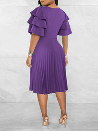 Beautiedoll Ruffle-Sleeve Pleated Dress