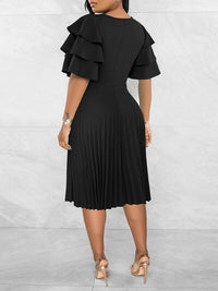 Beautiedoll Ruffle-Sleeve Pleated Dress