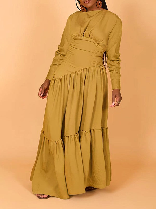 Solid Ruffle Maxi Dress