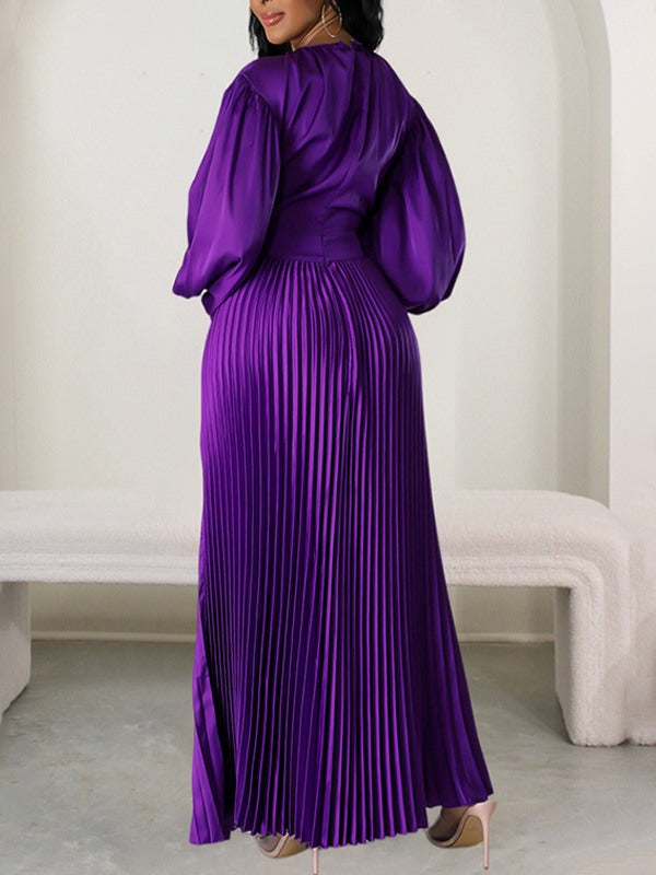 Solid Pleated Dress