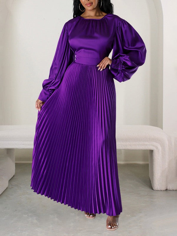 Solid Pleated Dress